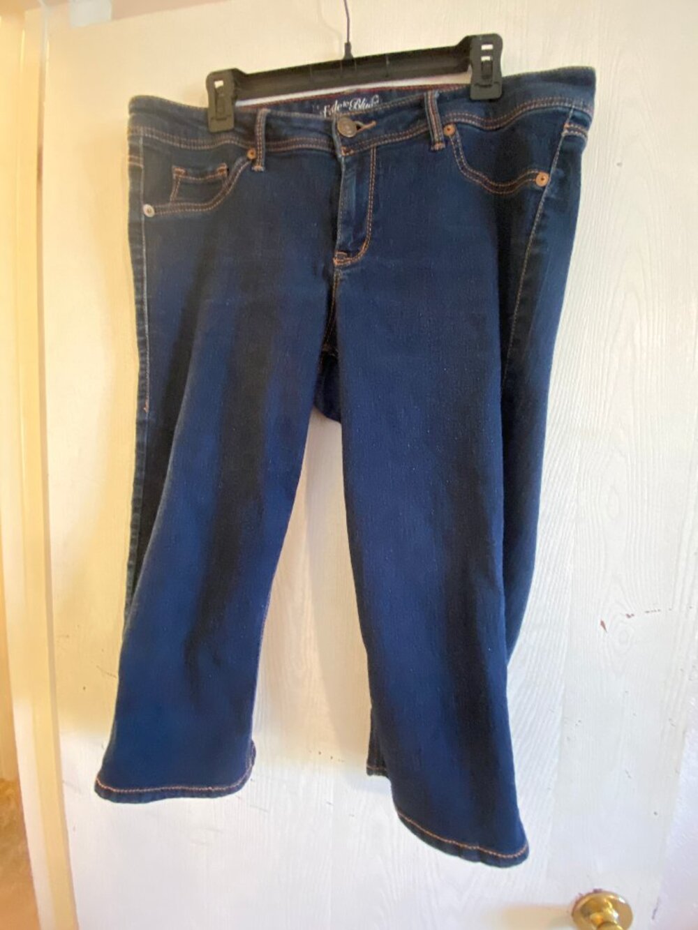 FADE TO BLUE SLIM STRETCH CROP CAPRI JEANS 16W Missy Vintage 3 Pockets